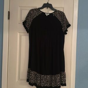 Fun black and cheetah print loose fitting dress
